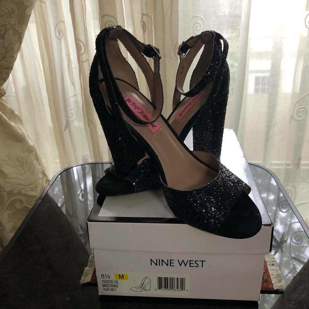 Black Sequin sandals. Size 8.
